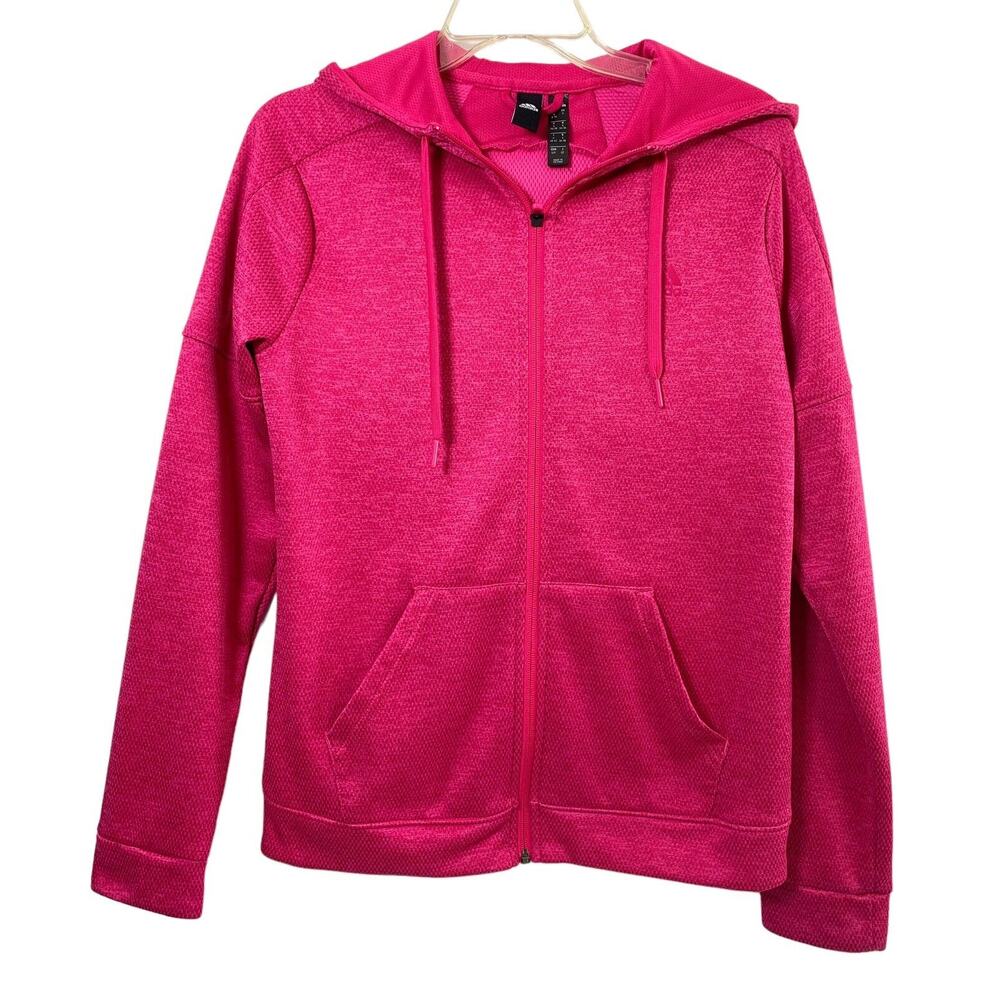 Adidas Hooded Jacket  Womens Small 8-10 Pink‎ Sweatshirt Climawear Full Zip